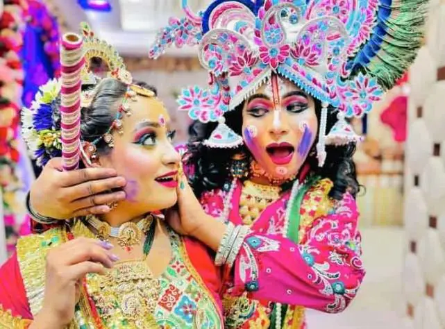 Radha Krishna jhanki at a devotional evening