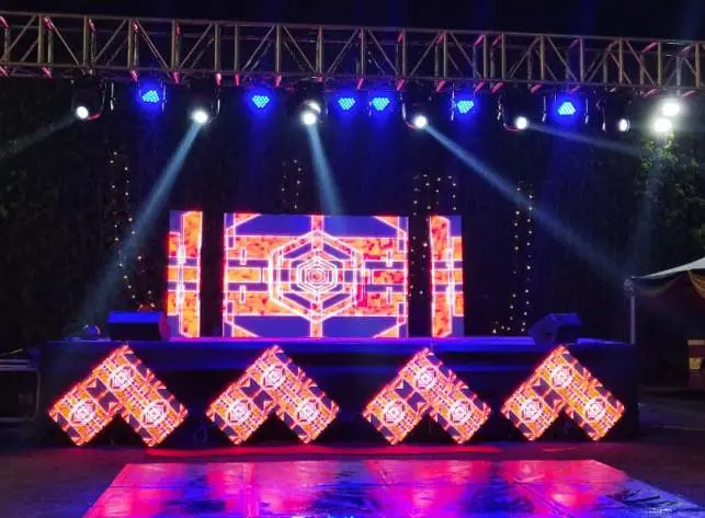 Wedding stage with LED wall and beam lights